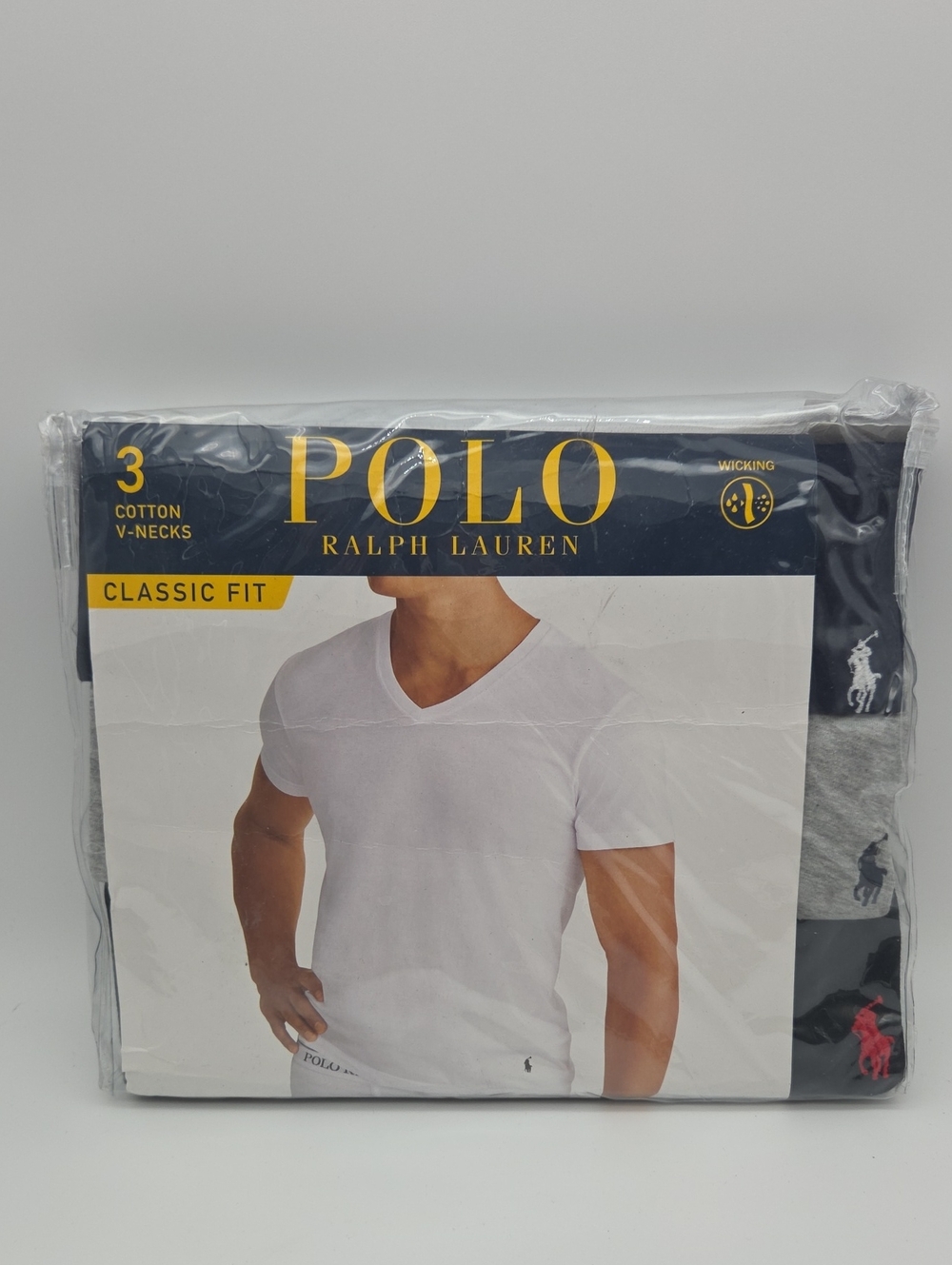 Polo by Ralph Lauren 3-Pack V-Neck Tees - Blue / Gray / Black